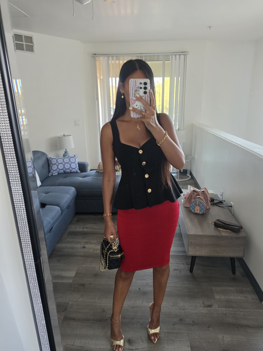 Zara Red Pencil Skirt - Sleek High-Waist Knit - Picture 9 of 14